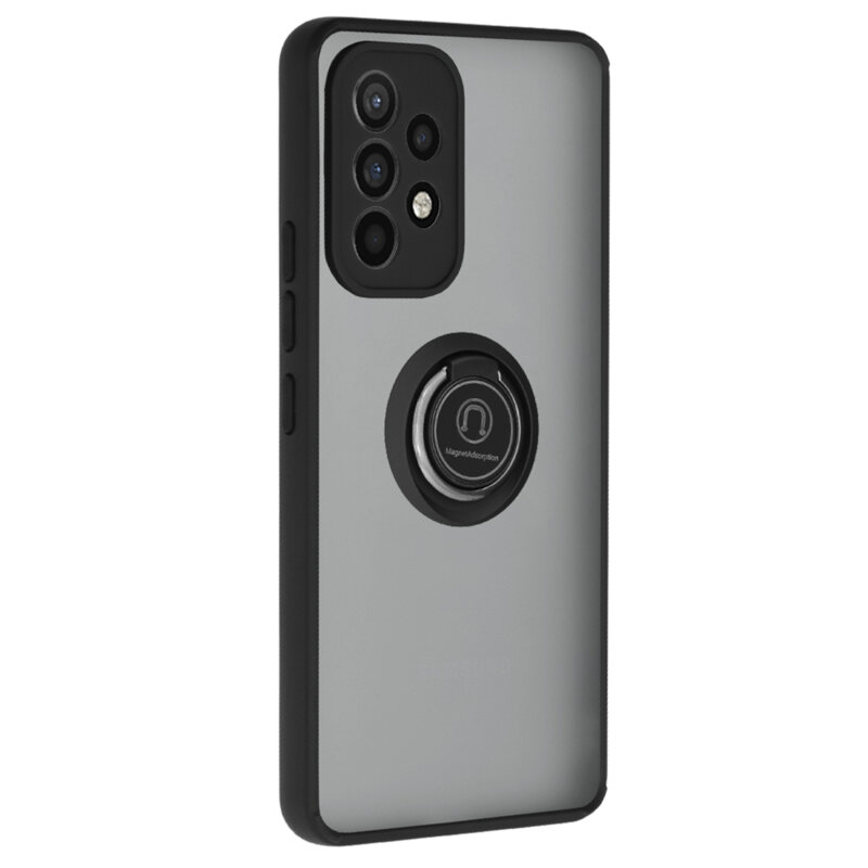 Husa Samsung Galaxy A52s 5G Techsuit Glinth Cu Inel Suport Stand Magnetic - Negru