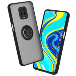 Husa Xiaomi Redmi Note 9S Techsuit Glinth Cu Inel Suport Stand Magnetic - Negru
