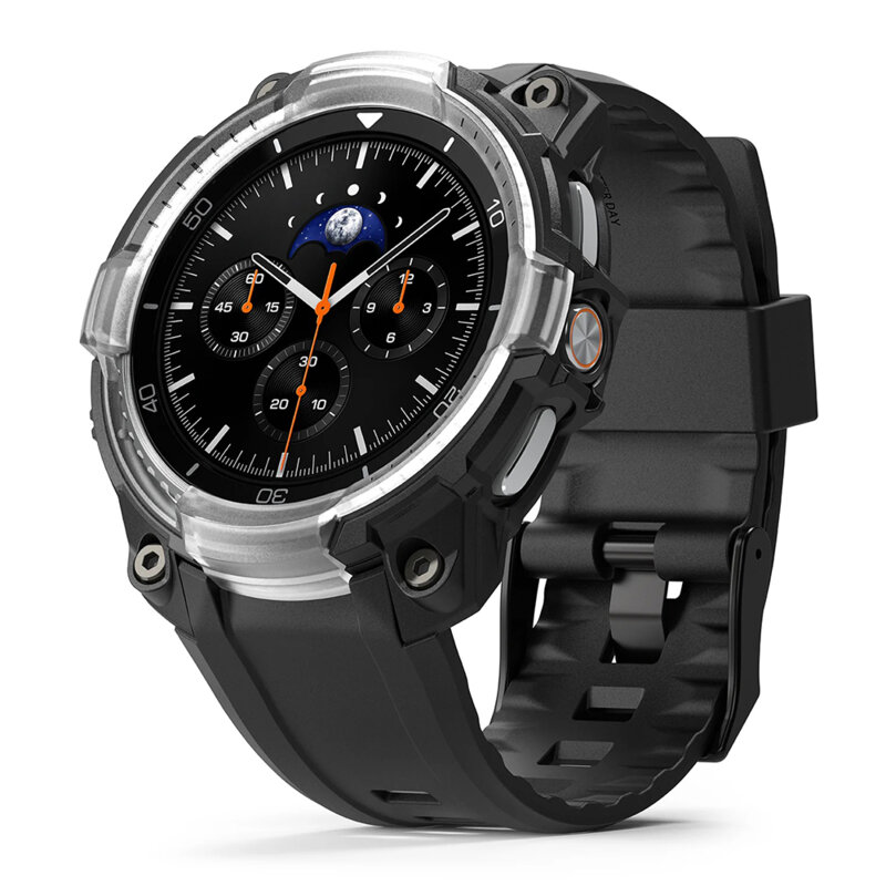 [Pachet husa + curea] Samsung Galaxy Watch8 Classic Ringke Rugged Gear, negru/transparenta