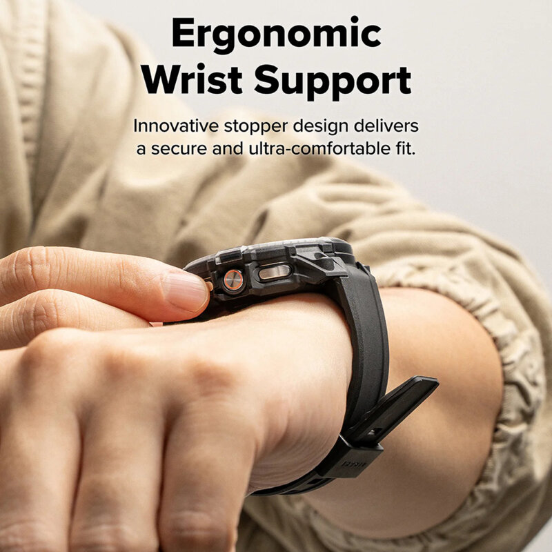 [Pachet husa + curea] Samsung Galaxy Watch8 Classic Ringke Rugged Gear, negru/transparenta