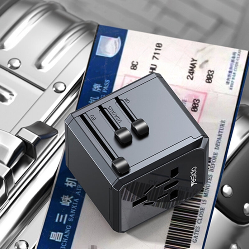 Adaptor priza EU, Type-C, 3x USB-A, Yesido MC24, negru