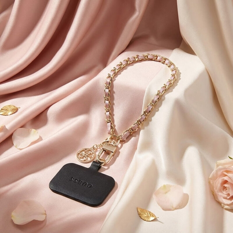 Lanyard telefon universal Guess Saffiano 4G Charm, negru, GUOUCHSAMC4P