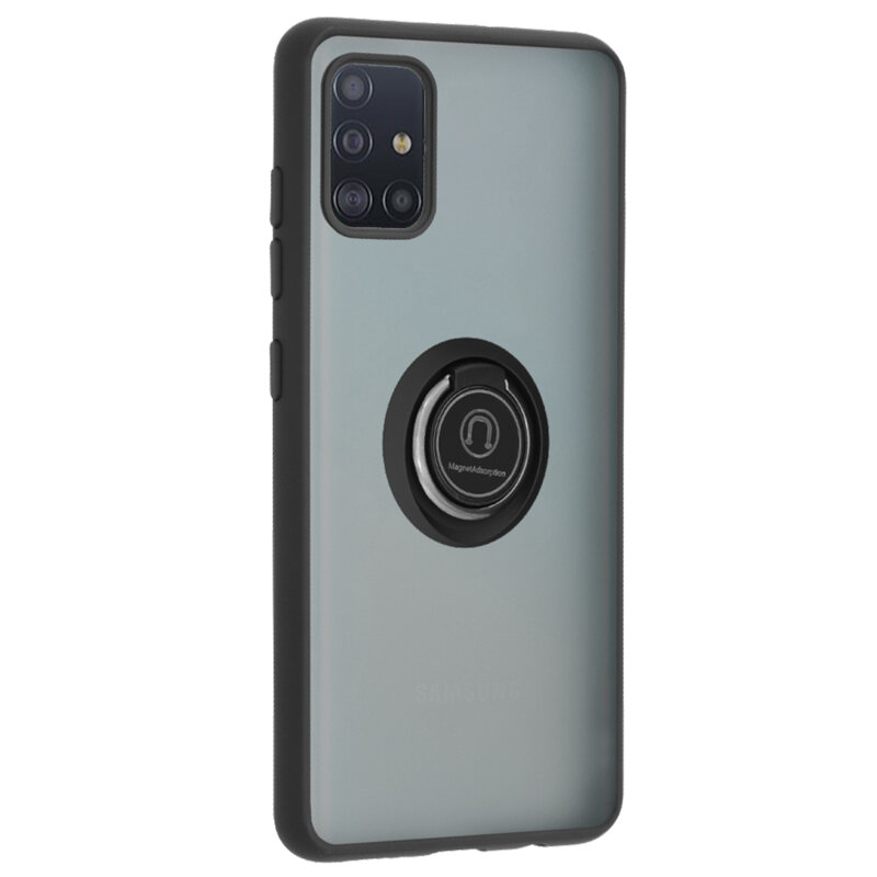 Husa Samsung Galaxy A51 4G Techsuit Glinth cu inel suport stand magnetic, negru