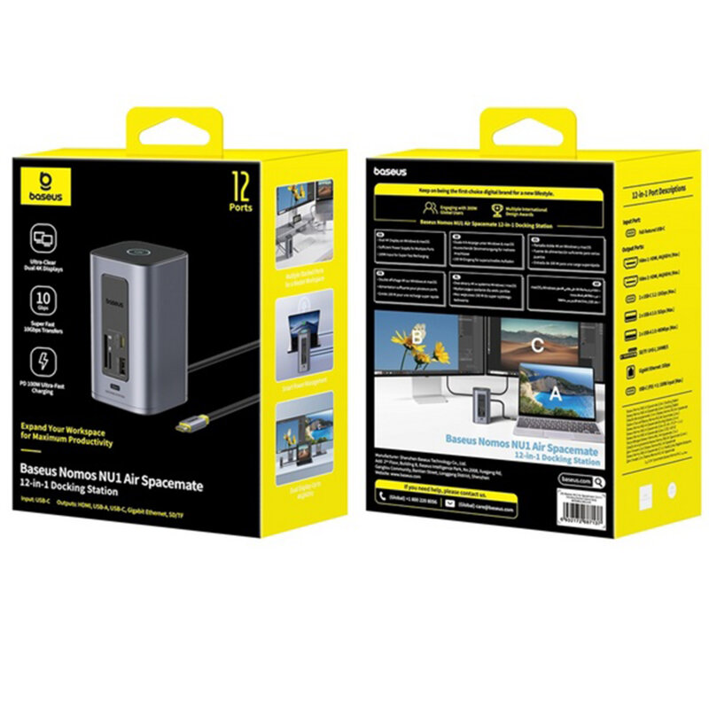 Docking Station USB-C la HDMI, USB, RJ45 Baseus, B00568103813-00