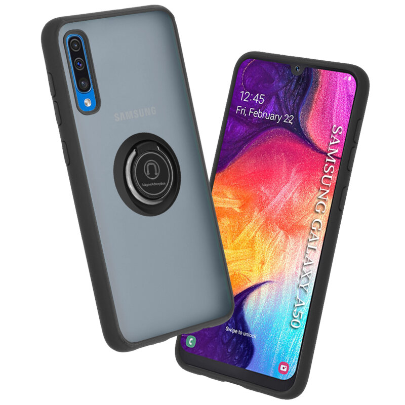 Husa Samsung Galaxy A50 Techsuit Glinth Cu Inel Suport Stand Magnetic - Negru