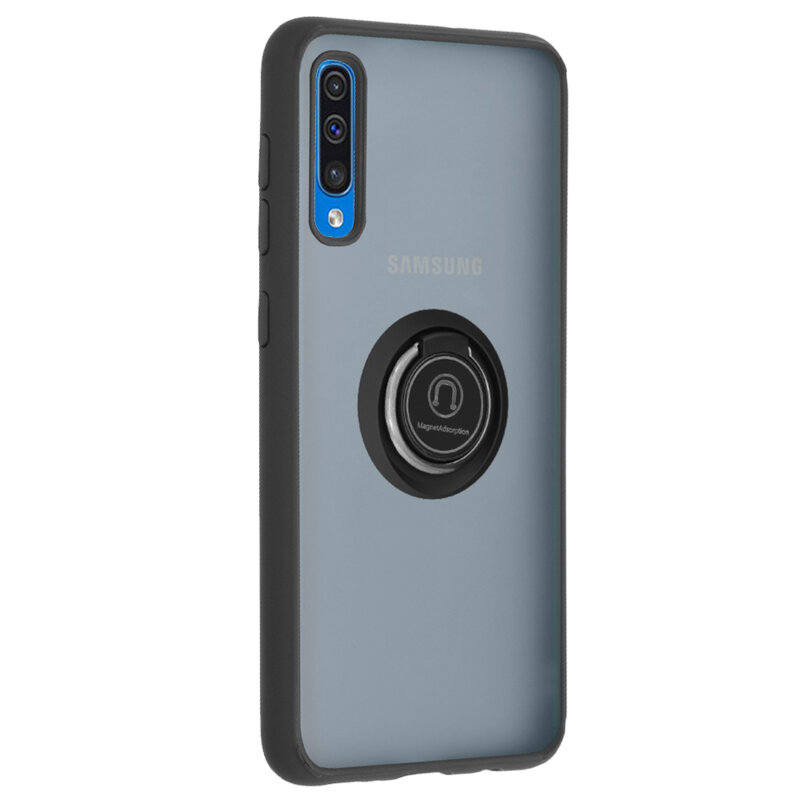 Husa Samsung Galaxy A50 Techsuit Glinth Cu Inel Suport Stand Magnetic - Negru