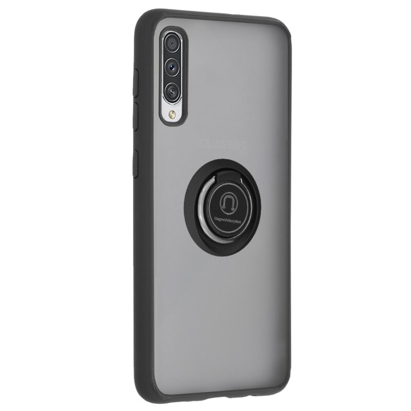 Husa Samsung Galaxy A50s Techsuit Glinth Cu Inel Suport Stand Magnetic - Negru