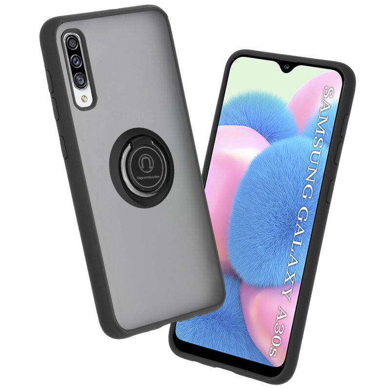 Husa Samsung Galaxy A30s Techsuit Glinth Cu Inel Suport Stand Magnetic - Negru