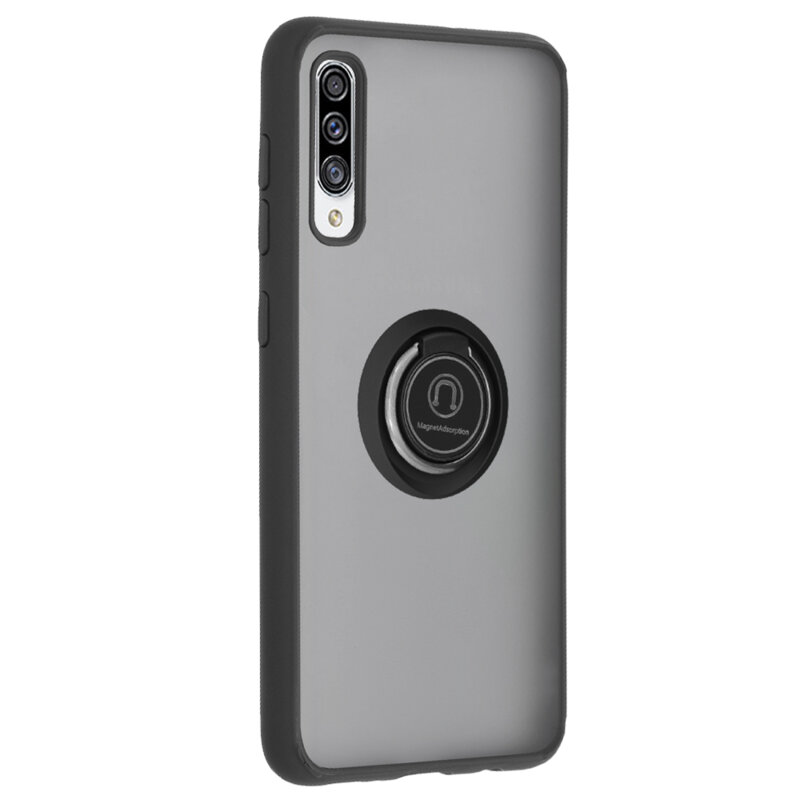 Husa Samsung Galaxy A30s Techsuit Glinth Cu Inel Suport Stand Magnetic - Negru