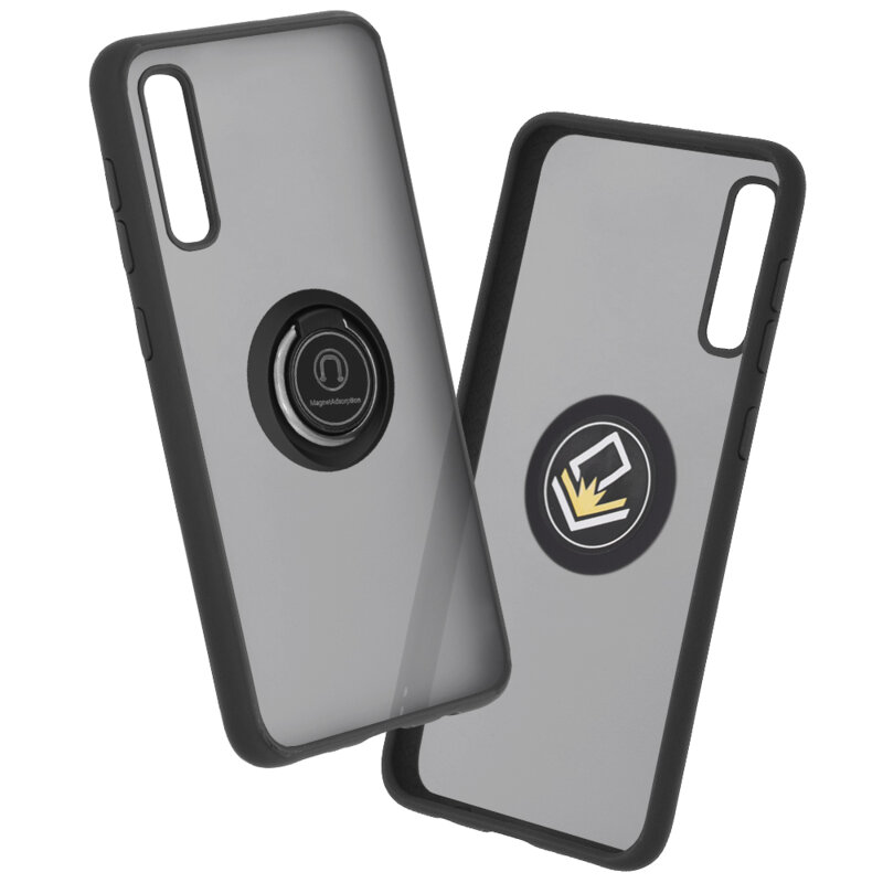 Husa Samsung Galaxy A30s Techsuit Glinth Cu Inel Suport Stand Magnetic - Negru