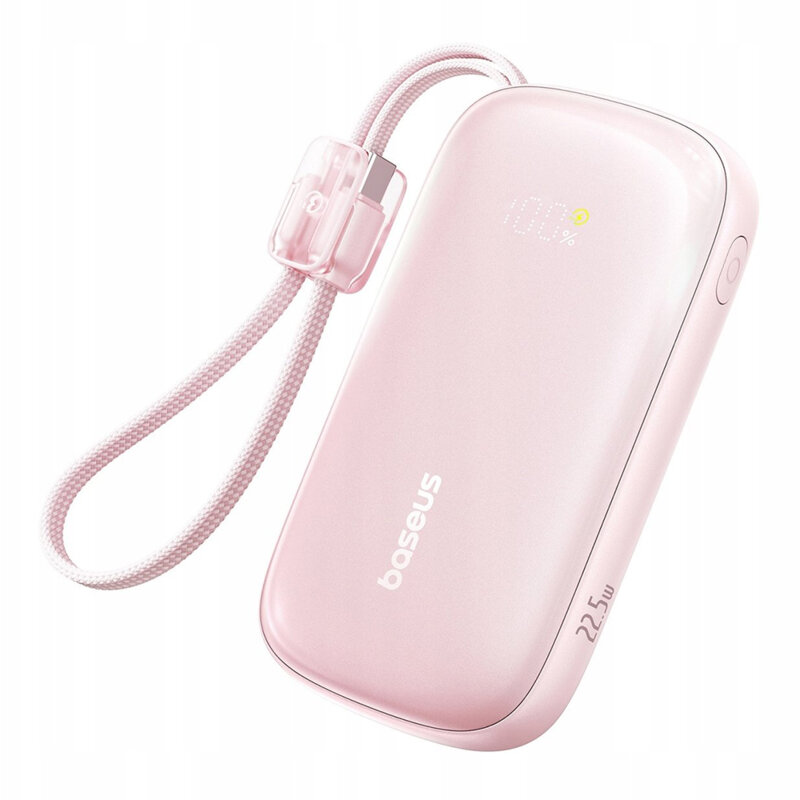 Baterie externa cu cablu 20000mAh Baseus, 22.5W, roz, E0027M02