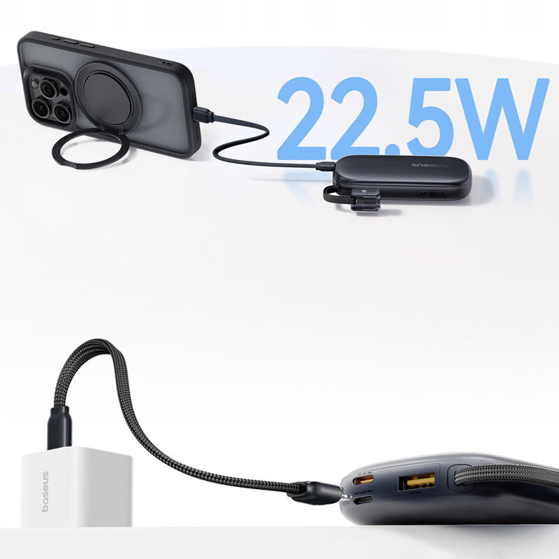 Baterie externa cu cablu 10000mAh Baseus, 22.5W, negru, E0027L00