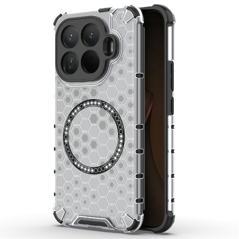 Husa transparenta Xiaomi 15T Pro Techsuit HoneyComb Shield MagSafe, alb