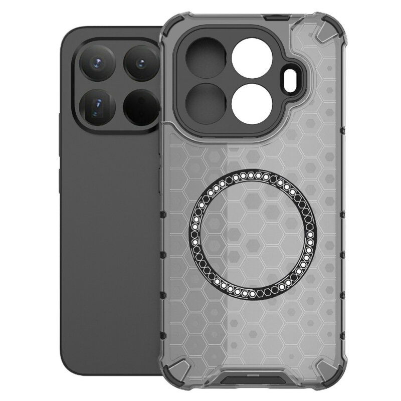 Husa transparenta Xiaomi 15T Pro Techsuit HoneyComb Shield MagSafe, negru