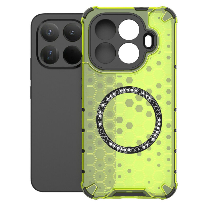 Husa transparenta Xiaomi 15T Pro Techsuit HoneyComb Shield MagSafe, verde
