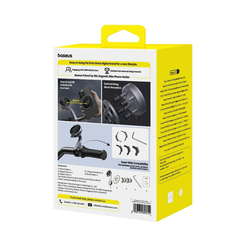 Suport bicicleta pentru telefon magnetic, Baseus PrimeTrip VB1, C0013D00