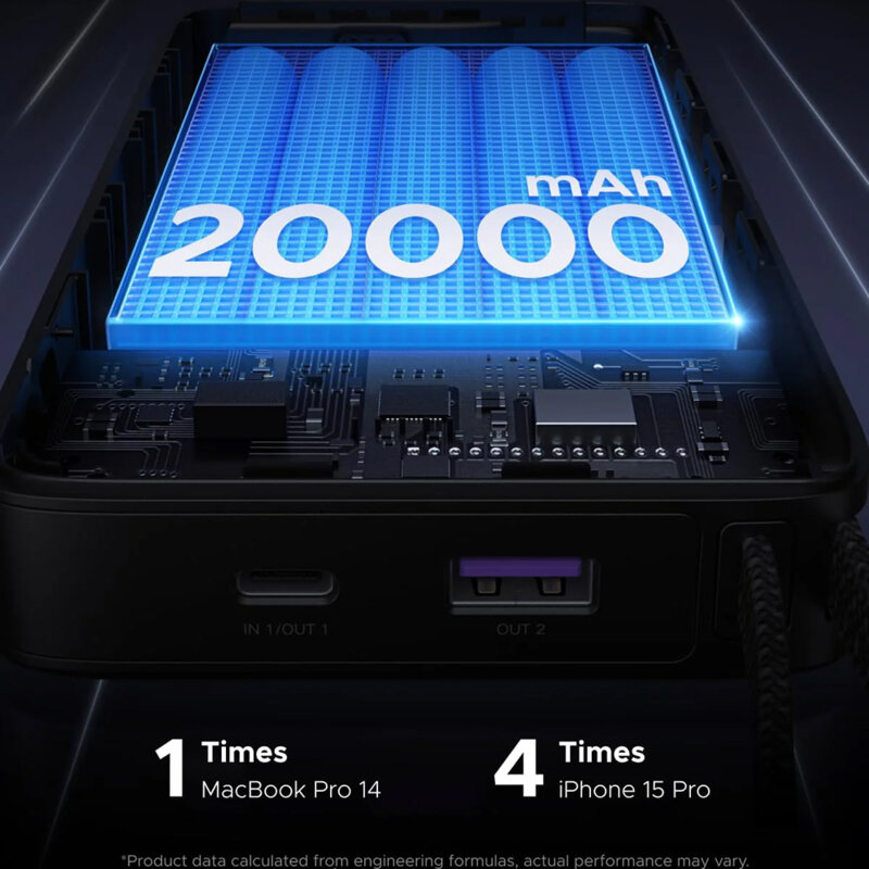 Baterie externa USB, Type-C, 20000mAh Ugreen, 67W, gri, 55996B