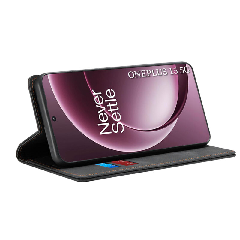 Husa piele OnePlus 15 Techsuit Confy Cover, negru