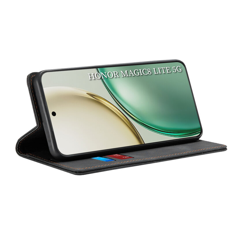 Husa piele Honor Magic8 Lite Techsuit Confy Cover, negru