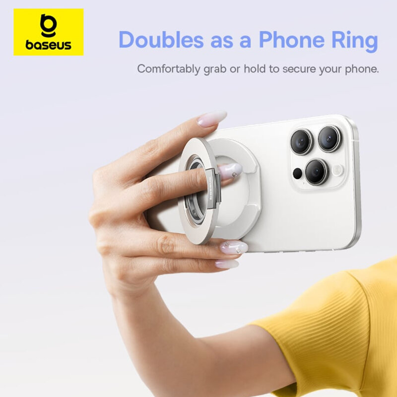 Inel magnetic telefon, dual-ring Baseus MagPro 3, alb, Z0004803