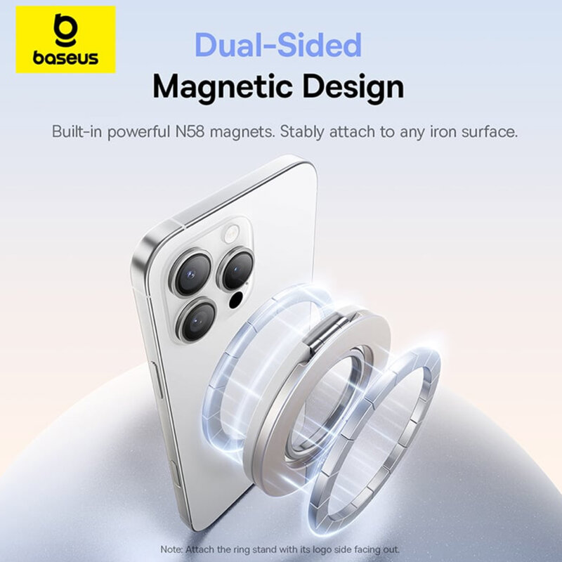 Inel magnetic telefon, dual-ring Baseus MagPro 3, alb, Z0004803