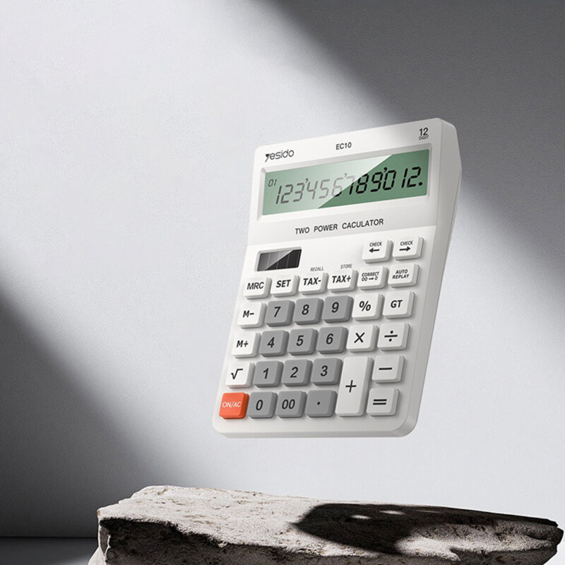 Calculator de birou ergonomic Yesido EC10, LCD Display, alb