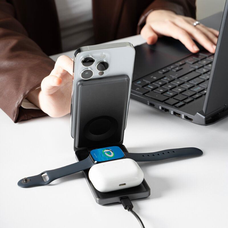 Statie incarcare 3in1 pliabila Proove, 15W, gri, WSME15010003