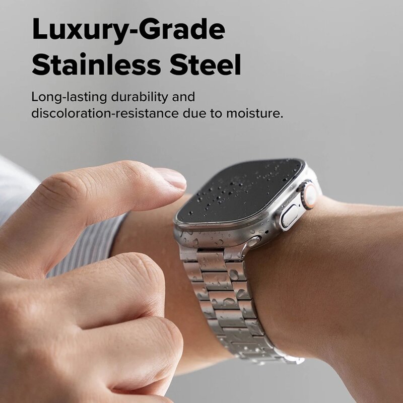 Curea Apple Watch 9 45mm Ringke Metal One Air, argintiu