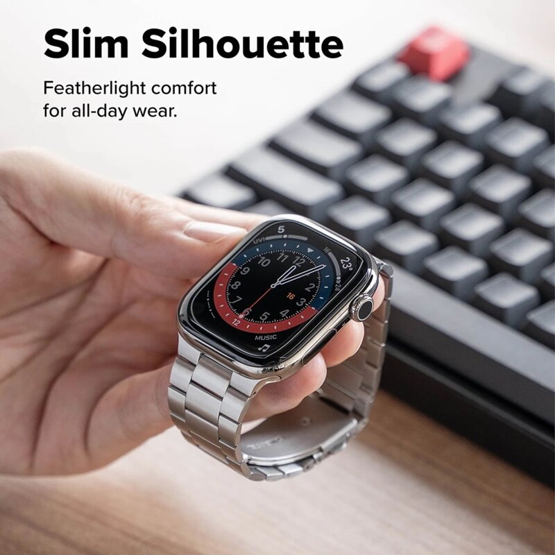 Curea Apple Watch 10 46mm Ringke Metal One Air, argintiu