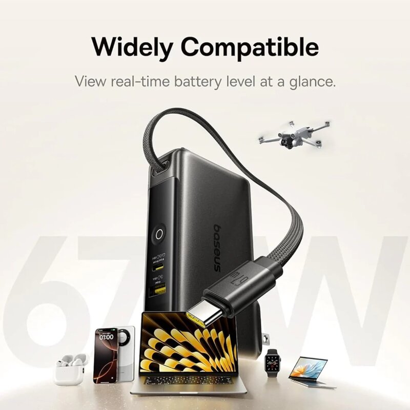 Baterie externa 3in1 cu cablu USB-C 10000mAh, Baseus Nomos NT11 Omni, P10078807123-00