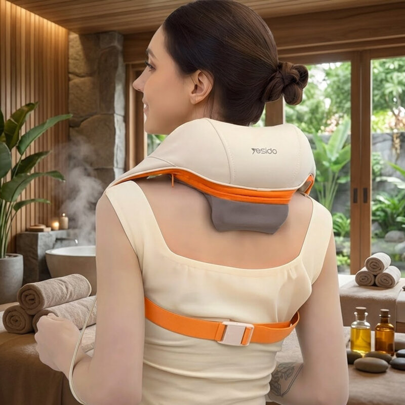 Aparat masaj pentru gat cu incalzire 2000mAh Yesido MG16, bej