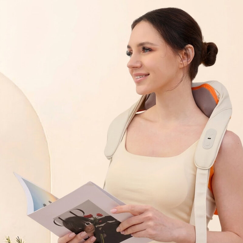 Aparat masaj pentru gat cu incalzire 2000mAh Yesido MG16, bej