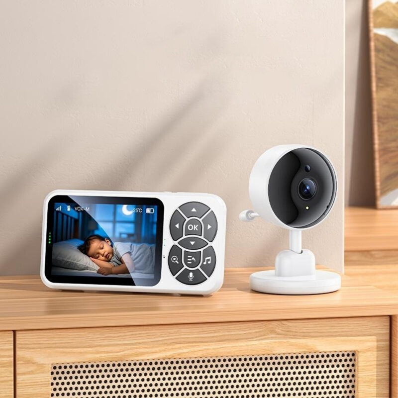 Monitor bebelus pentru supraveghere copii Yesido, adaptor UK, KM26, alb