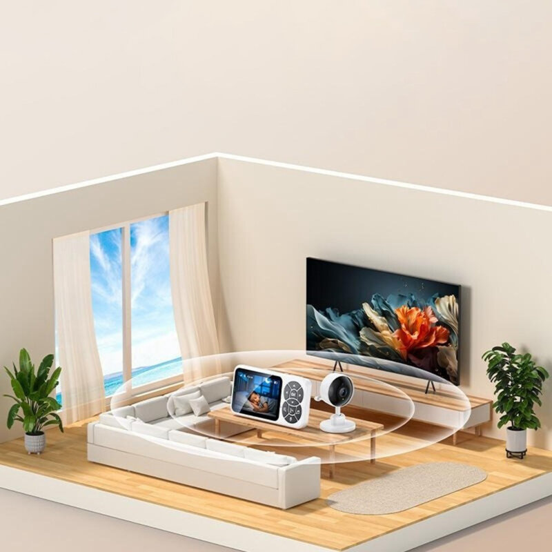 Monitor bebelus pentru supraveghere copii Yesido, adaptor UK, KM26, alb