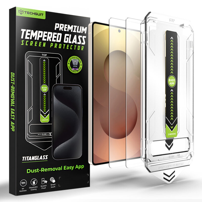 [Pachet 2x] Folie Samsung Galaxy S26 Ultra, deblocare prin amprenta, Techsuit TitanGlass CrystalHD, transparenta