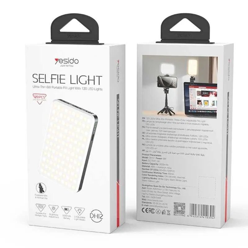 Lumina selfie LED portabila Yesido, 3000mAh, negru, DH12