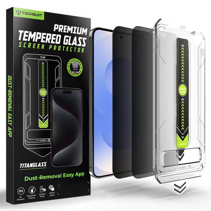 [Pachet 2x] Folie Samsung Galaxy S26, deblocare prin amprenta, Techsuit TitanGlass CrystalHD, privacy