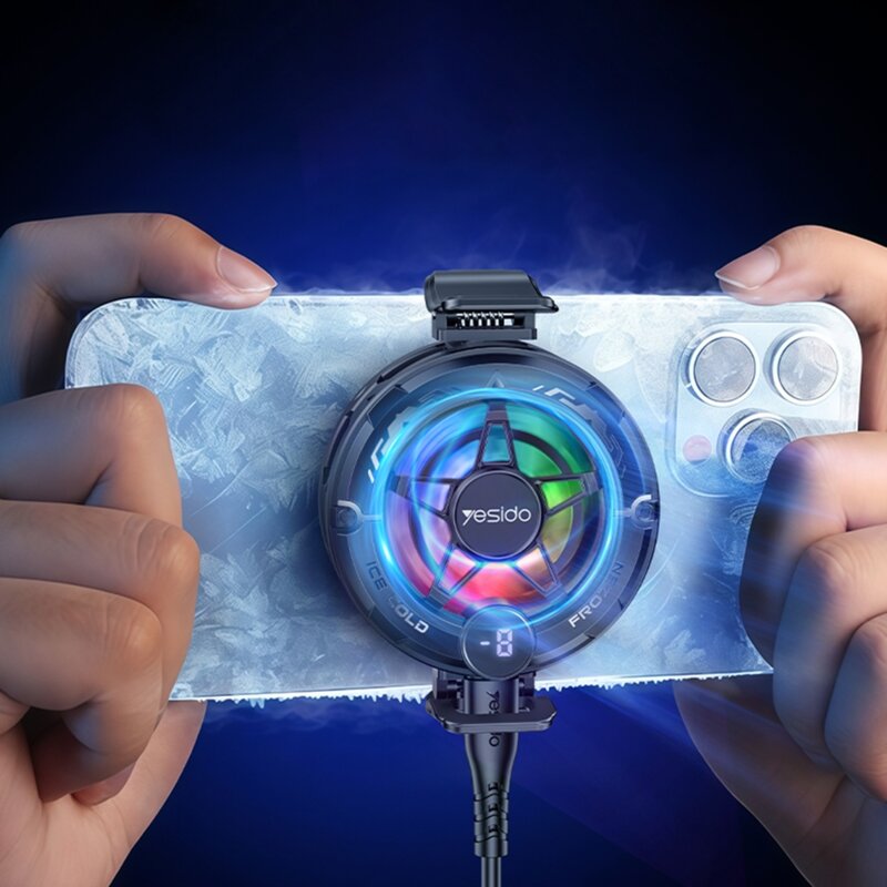 Cooler telefon magnetic cu RGB si afisaj Yesido, negru, C226