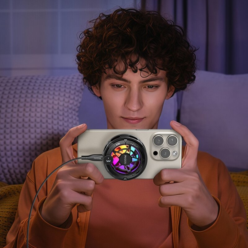 Cooler telefon magnetic cu RGB si afisaj Yesido, negru, C226