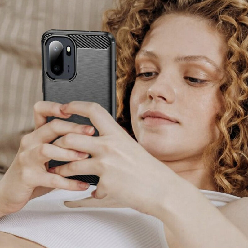 Husa OnePlus 15R Techsuit Carbon Silicone, negru