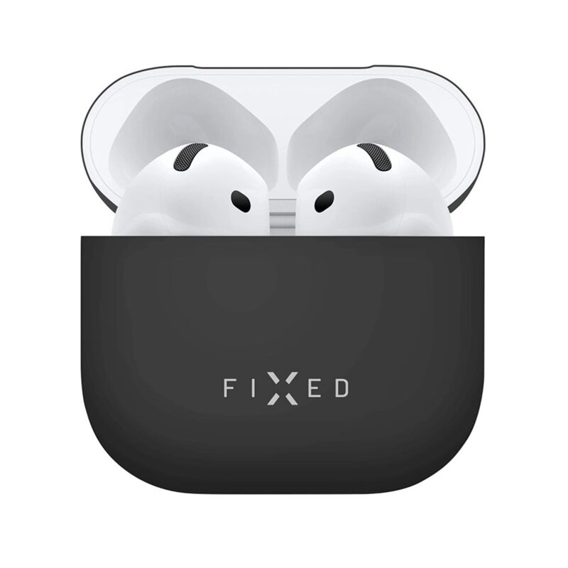 Husa AirPods 4 Fixed Silky, negru, FIXSIL-1473-BK