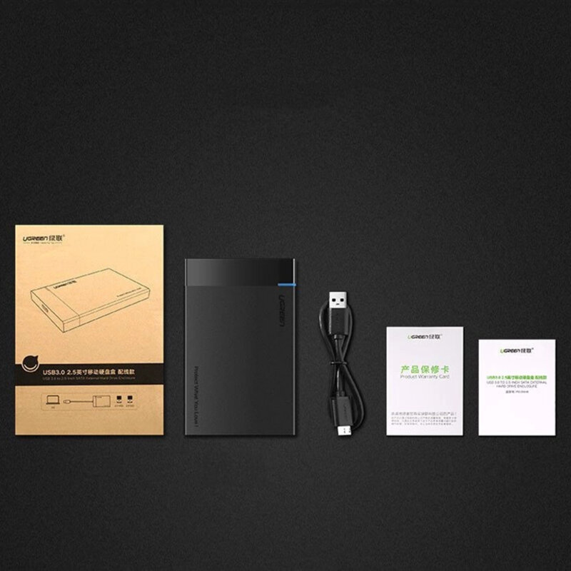 Carcasa rack HDD/SDD + cablu Micro-B Ugreen, 5Gbps, negru, 30848