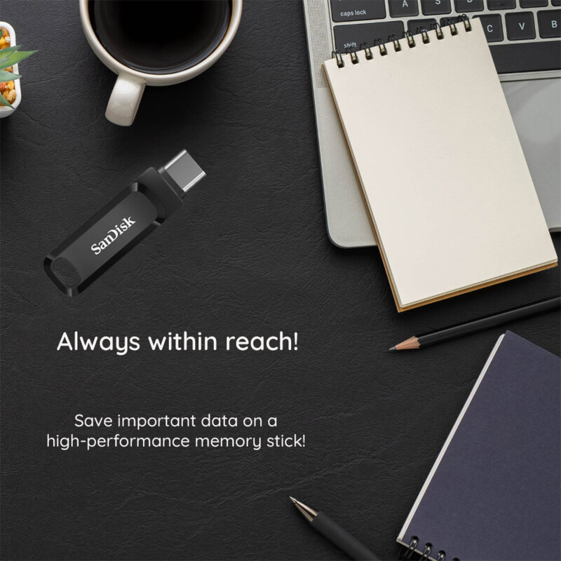 Stick USB, Type-C 256GB, 2in1 flashdrive SanDisk, SDDDC3-256G-G46, negru
