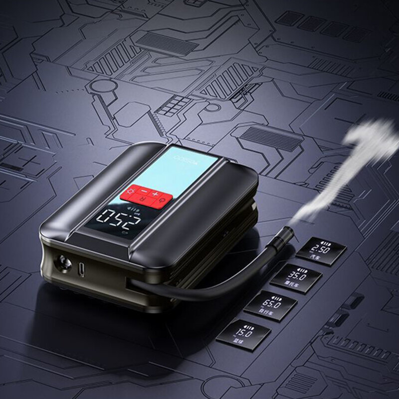 Compresor auto portabil cu ecran LCD Yesido (VC04), negru