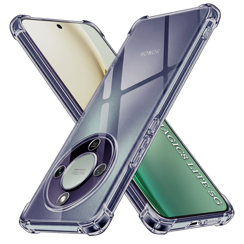 Husa Honor Magic8 Lite Techsuit Shockproof Clear Silicone, fumuriu