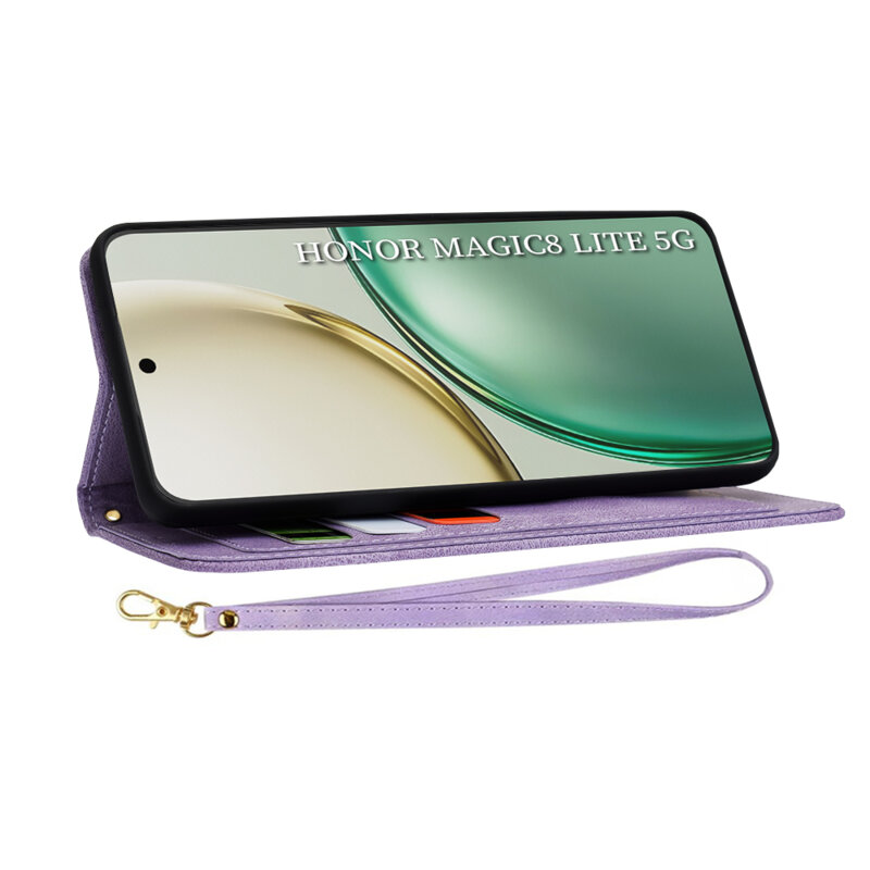 Husa personalizata fete Honor Magic8 Lite Techsuit FlipCraft, mov