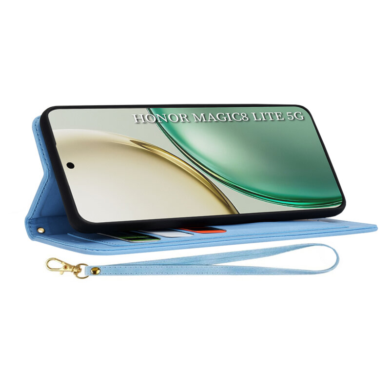 Husa personalizata fete Honor Magic8 Lite Techsuit FlipCraft, bleu
