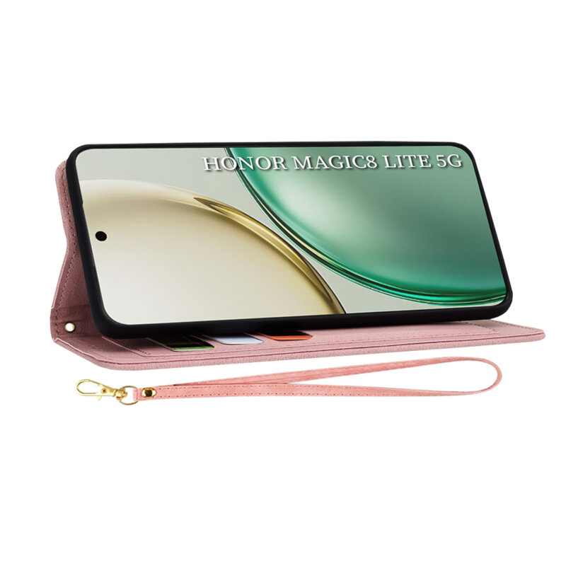 Husa personalizata fete Honor Magic8 Lite Techsuit FlipCraft, roz