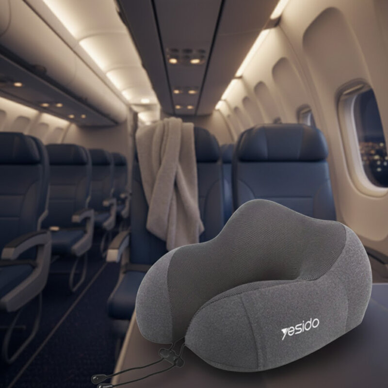 Perna pentru gat, spuma cu memorie, ergonomica, Yesido MG17, gri