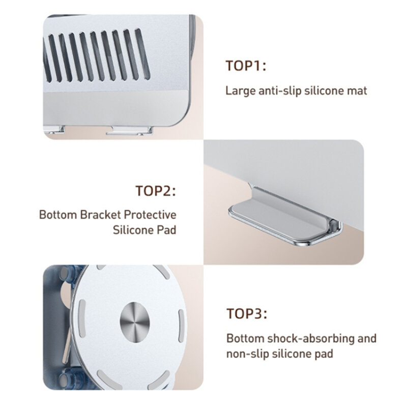 Suport laptop reglabil de birou Yesido LP06, argintiu